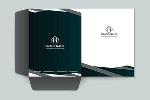 Black shape presentation folder design vector