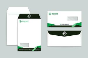 green  and black color envelope design vector