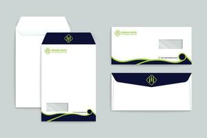 green  and black color envelope design vector