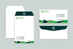 green  and black color envelope design vector