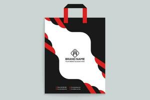 Red and black color shopping bag design vector