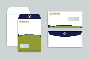 green  and black color envelope design vector