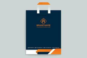 Orange shape shopping bag design vector