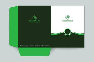 Corporate  green color presentation folder design vector