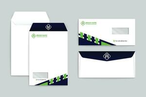 green  and black color envelope design vector