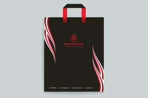 Red and black color shopping bag design vector