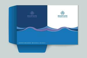 presentation folder design with blue color vector