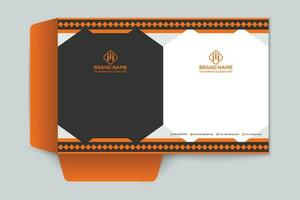 Orange shape presentation folder design vector