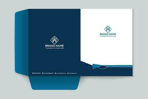 presentation folder design with blue color vector