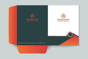 orange  and black color presentation folder design vector