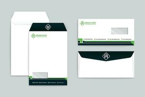 Corporate   green color envelope design vector