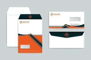 orange  and black color envelope design vector