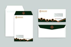 orange  and black color envelope design vector