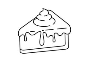 Cute Slice of Cake. Vector Line Art Illustration of a cute slice of cake, creatively designed in black lines on an isolated cutout background.