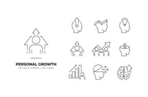Set of personal growth Icons. Simple line art and editable stroke icons pack. vector