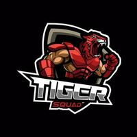 Esport Gaming Badge Spirit Tiger Mascot Illustration Design vector