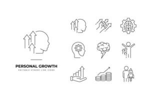 Set of personal growth Icons. Simple line art and editable stroke icons pack. vector