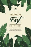 póster mano dibujado tropical boho hojas resumen garabatear antecedentes diseño vector