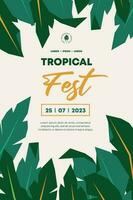 póster mano dibujado tropical boho hojas resumen garabatear antecedentes diseño vector