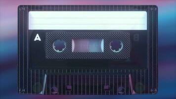 Retro music concept. Radio tape recorder, audio cassette. 3d illustration photo