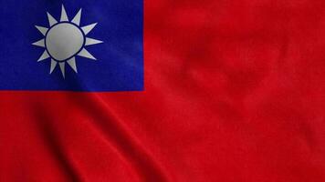 Taiwan flag waving in wind. Realistic flag background. 3d illustration photo