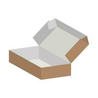 Cardboard box mockup isolated on white background. Shipping box layout, vector