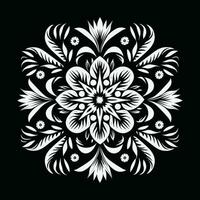 blanco floral en negro antecedentes vector