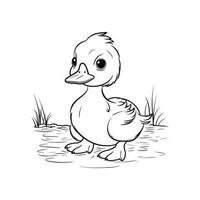 black outlined duck walking-vector drawing vector