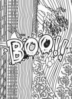 Boo Halloween Coloring page, Halloween Quotes typography Coloring page design. vector