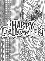 Happy Halloween, Halloween Coloring page, Halloween Quotes typography Coloring page design. vector