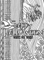 Happy Halloween, Halloween Coloring page, Halloween Quotes typography Coloring page design. vector