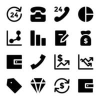 Set of Business Services and Operations Glyph Icons vector