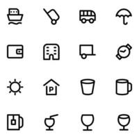 Pack of Travel Accessories Bold Line Icons vector