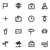 Set of Travel Equipment Bold Line Icons vector