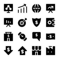 Bundle of Glyph Style Financial Trading Icons vector
