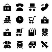 Set of Glyph Style Shipment Icons vector