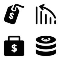 Set of Financial Growth and Profit Glyph Icons vector