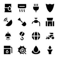 Set of Industry Services Bold Glyph Icons vector