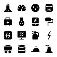 Manufacturing Plant Accessories Bold Glyph Icons vector