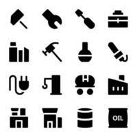 Pack of Industry Tools Bold Glyph Icons vector