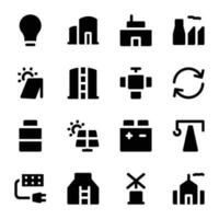 Set of Factory Bold Glyph Icons vector