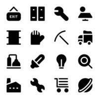 Set of Industry Objects Bold Glyph Icons vector