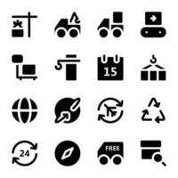 Bundle of International Shipment and Delivery Glyph Icons vector