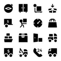 Set of Delivery and Logistics Glyph Icons vector