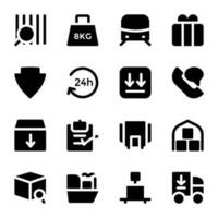 Pack of Shipping Operations Glyph Icons vector