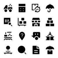 Pack of Delivery Management Icons in Glyph Style vector