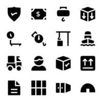 Pack of Cargo Shipping Glyph Icons vector