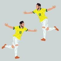 retratar el habilidad y triunfo de un rápido fútbol jugador celebrando en un cautivador composición vector