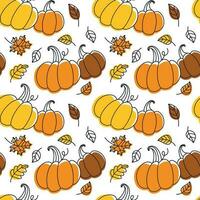 Pumpkins and autumn foliage. Autumn mood. Seamless pattern. Vector. vector