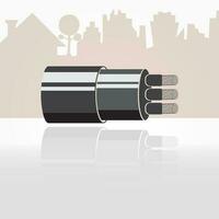 electrical copper wire on city background. vector